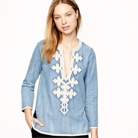 J. Crew denim embellished tunic top 4 - Picture 6 of 8